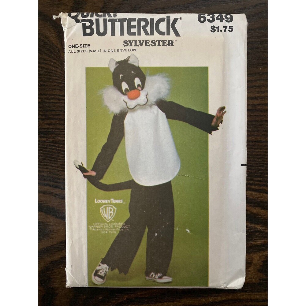 NEW Sylvester Butterick 6349 Sewing Pattern UNCUT Loony Tunes Kids Size S-M-L FF